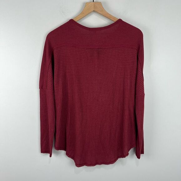 Gibsonlook Maroon Burgundy Waffle Knit Henley L/S Shirt S NWT - Picture 4 of 6